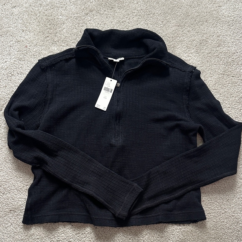 Pilcro black Quarter-Zip fitted top